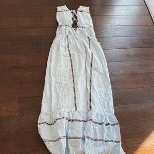 Light Blue Lemlem Boho Maxi Dress with Contrast Trim